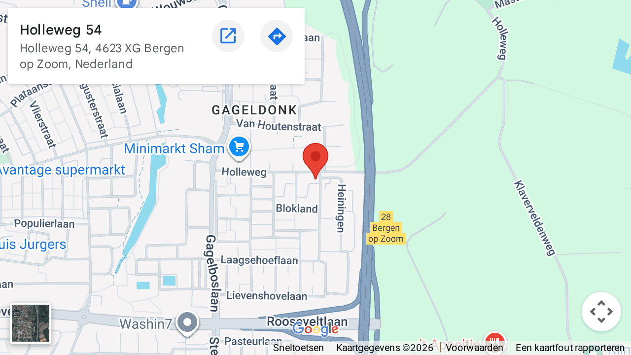 Locatie van PPKS klusbedrijf op de kaart: Holleweg 54 in Bergen op Zoom